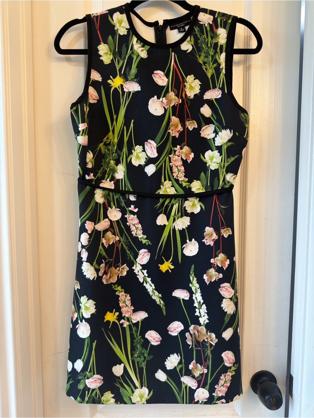 Victoria Beckham for Target Black Floral Sleeveless Sheath Dress